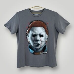Halloween II T-Shirt Mens Size 3XL Michael Myers Graphic Tee‎ Gray Short Sleeves